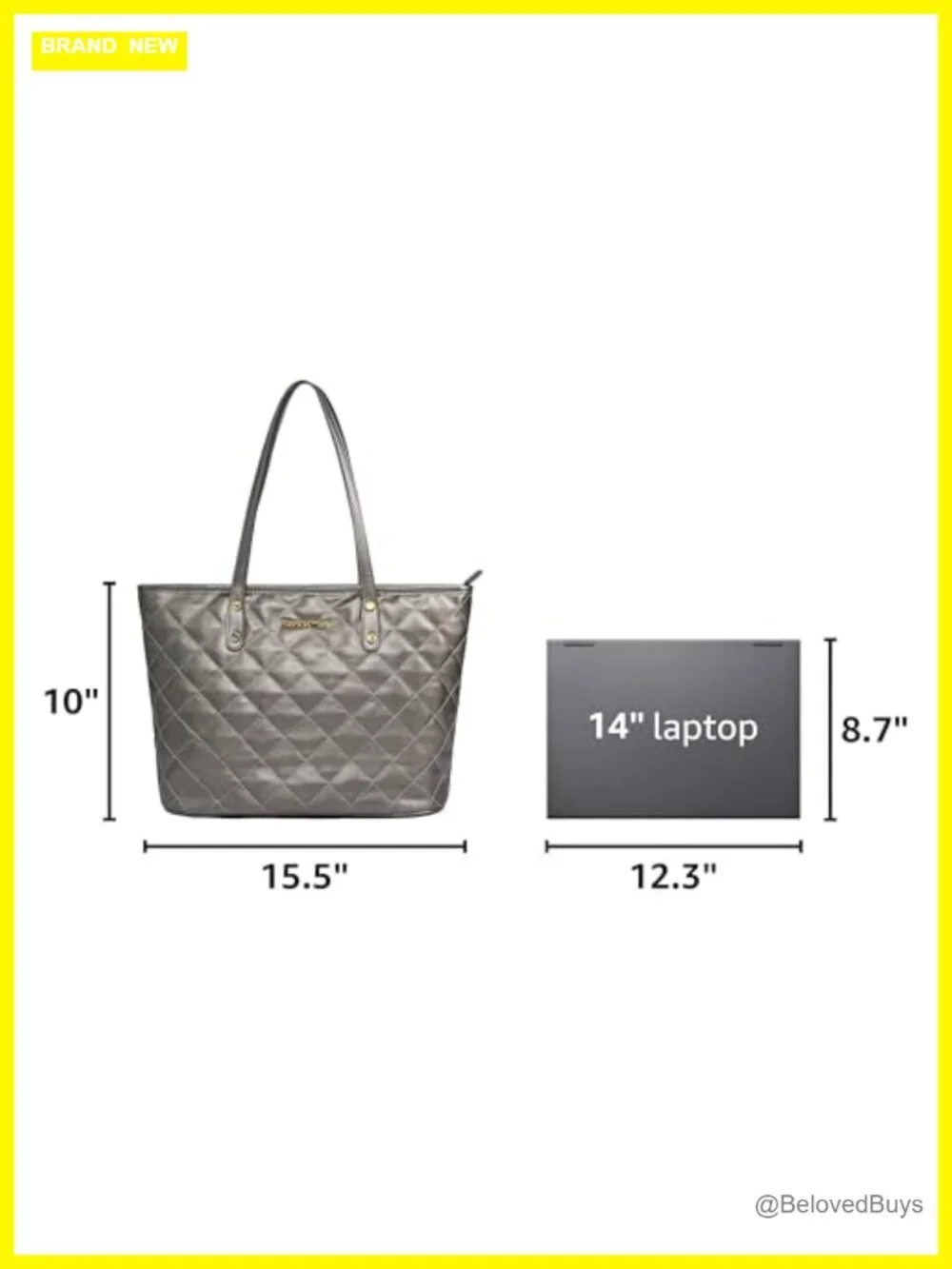 Quilted Vegan Leather Tote Bag with Top Zipper Shoulder Handbag for Women